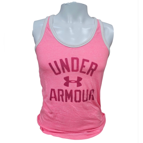 🩷 Under Armour HeatGear Pink Racerback Tank Top Women’s Large - Picture 2 of 4